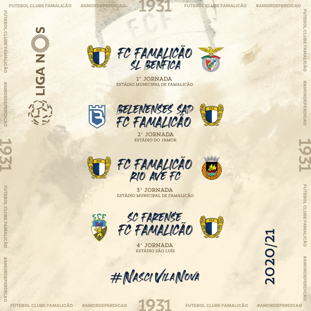Horários das jornadas 9 a 13 da Liga NOS - FC Famalicão