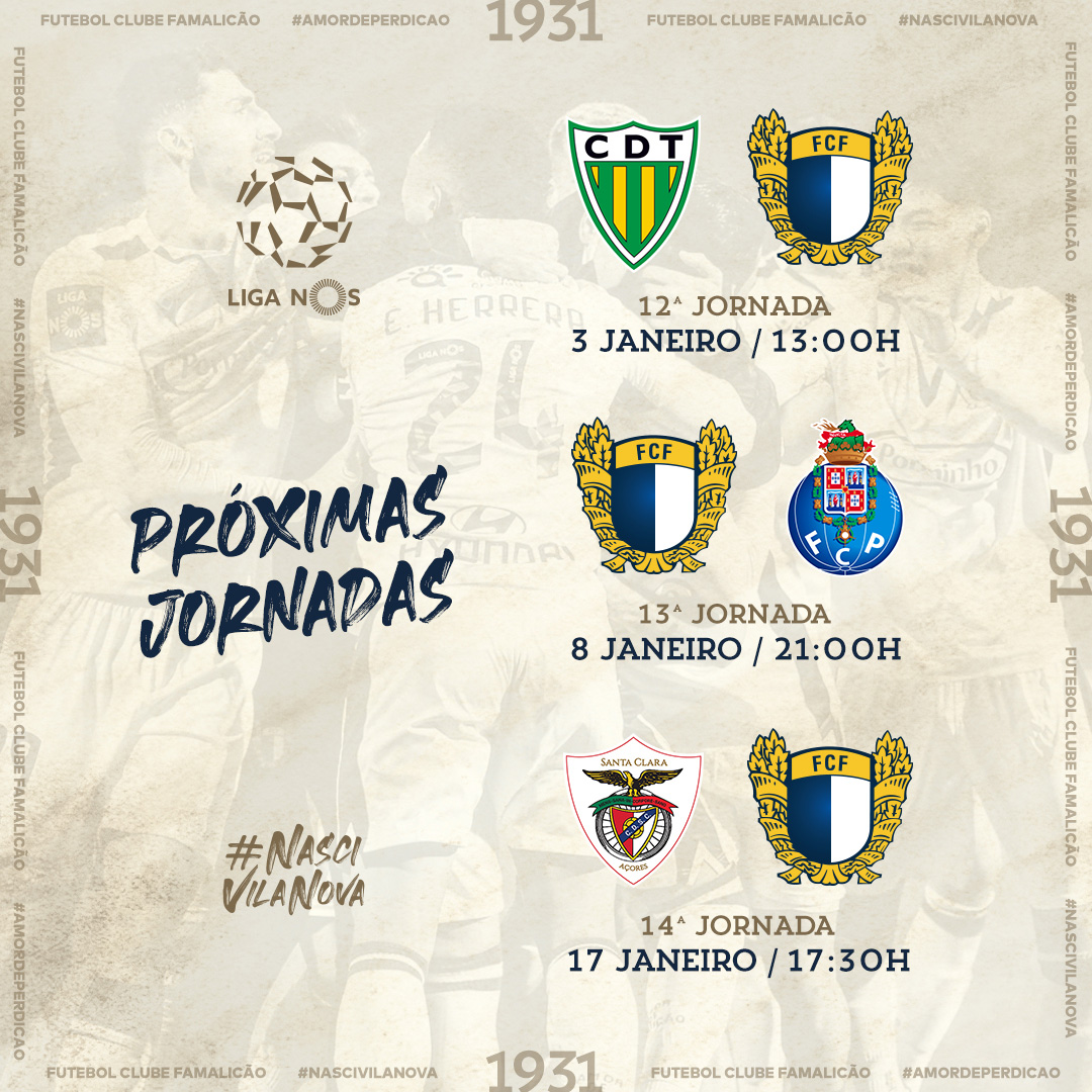 Horários das jornadas 9 a 13 da Liga NOS - FC Famalicão